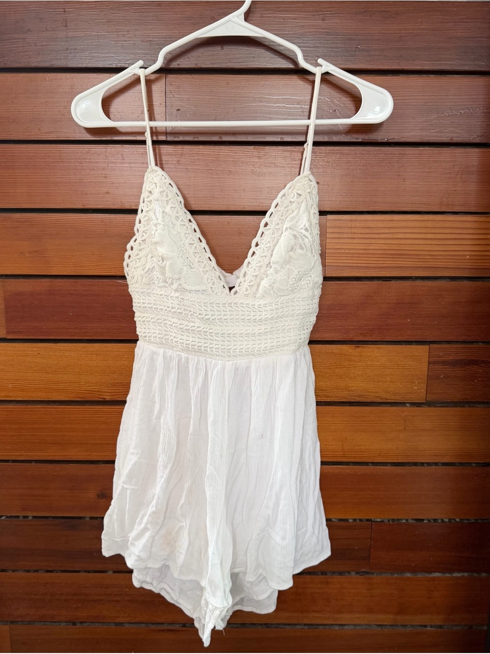 ILLA ILLA White Crochet Bodice Romper Dress